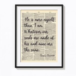 Wuthering Heights Quotes on Upcycled Vintage Dictionary Art Print Quotes and Sayings Print - UNFRAMED 9 X 12 inches Gift For Wuthering Heights Fans