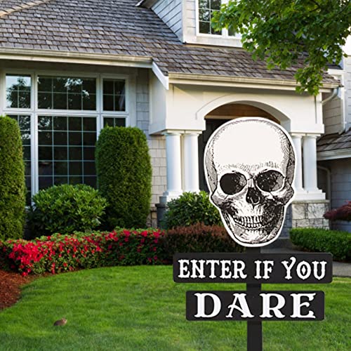 Halloween Yard Sign Outdoor Statues Silhouette Skull Head Yard Signs Outdoor Decorations Stakes Decor Garden Garden Stakes Halloween Yard Art Props Scary Holiday Home Yard Party Supplies