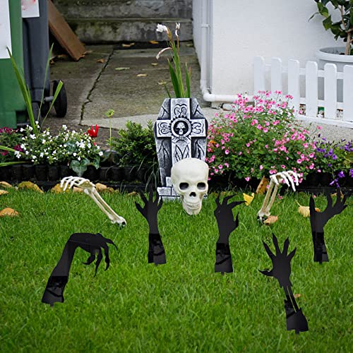 Halloween Yard Sign Stakes Decorative Ghost Hand Garden Stakes Outdoor Decorations Yard Art Decor Yard Yard Signs Halloween Outdoor Statues Props Scary Holiday Home Patio Party Supplies (A04)