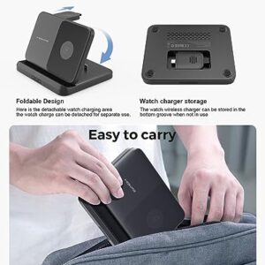 Charging Station for Samsung 3 in 1 Foldable Wireless Charger Fast Charger Dock Stand for Galaxy Z Fold 4/3, Z Flip 5/4/3, S23/S22/S21/S20, Note20/10 Ultra, Watch 5 Pro/5/4/3/Active, Buds+/2/Pro/Live