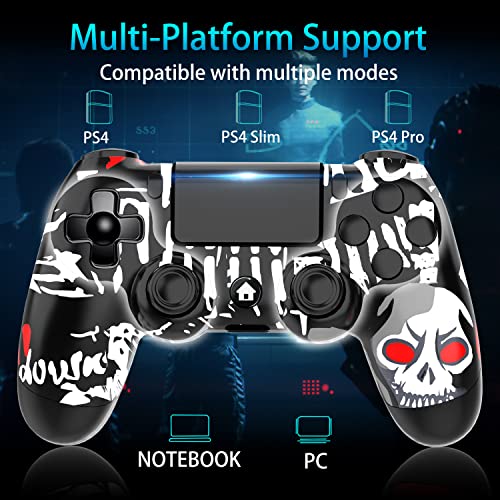 YUYIU 【Upgraded Wireless Controller for Ps4 Remote Plays-tation 4/Slim/Pro/PC, Gaming Controllers with Dual Vibration Shock Speaker, Camo Red with Headphone Jack Touch Pad Six Axis Motion Control