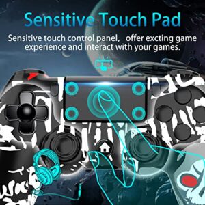 YUYIU 【Upgraded Wireless Controller for Ps4 Remote Plays-tation 4/Slim/Pro/PC, Gaming Controllers with Dual Vibration Shock Speaker, Camo Red with Headphone Jack Touch Pad Six Axis Motion Control