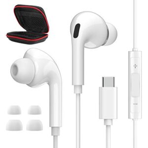usb c headphone for google pixel 7 pro 7a 6a 6 5 5g,hifi stereo bass in-ear type c earphone noise canceling earbuds with microphone volume control,usb c to 3.5mm adapter for samsung s23 ultra s22 s21