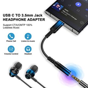 USB C Headphone for Google Pixel 7 Pro 7a 6a 6 5 5G,HiFi Stereo Bass in-Ear Type C Earphone Noise Canceling Earbuds with Microphone Volume Control,USB C to 3.5mm Adapter for Samsung S23 Ultra S22 S21