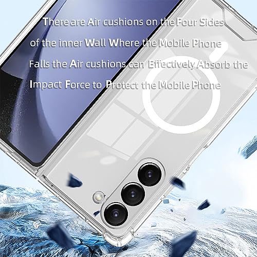 ioiFour for Samsung Galaxy Z Fold 5 Magnetic Clear Case, Compatible with Wireless Charger and Magsafe Card Wallet, Simplistic Transparent Shockproof and Drop-Proof Case