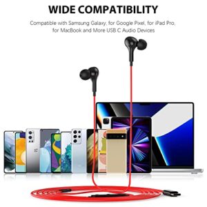 USB C Earbuds for Pixel 6a 7 Pro 7a, Magnetic USB C Headphones Wired Earbuds Noise Canceling Microphone Volume Control Stereo Bass in Ear Earphones,USB C to 3.5mm Adapter for Galaxy S23 S22 OnePlus 11