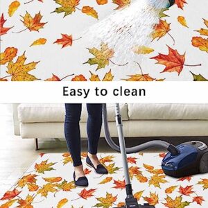 Fall Maple Leaf Outdoor Area Rug 4'x6',Patio Balcony Porch Front Door Camping Camper Deck Runner Rug,Washable Carpet Indoor Living Room/Kitchen,Hallway Floor Mat Thanksgiving Autumn Orange Leaves