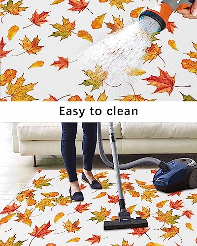 Fall Maple Leaf Outdoor Area Rug 4'x6',Patio Balcony Porch Front Door Camping Camper Deck Runner Rug,Washable Carpet Indoor Living Room/Kitchen,Hallway Floor Mat Thanksgiving Autumn Orange Leaves