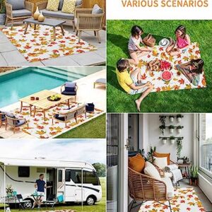 Fall Maple Leaf Outdoor Area Rug 4'x6',Patio Balcony Porch Front Door Camping Camper Deck Runner Rug,Washable Carpet Indoor Living Room/Kitchen,Hallway Floor Mat Thanksgiving Autumn Orange Leaves