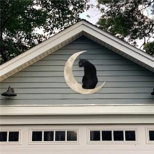 1pc Halloween Metal Sign Black Cat Moon Wall Hanging 11.8'' X 11.8'' Back Cat Metal Sign Wall Decoration For Halloween Decorations Wall Art Home Office Bedroom Living Room Bathroom Wall Decor