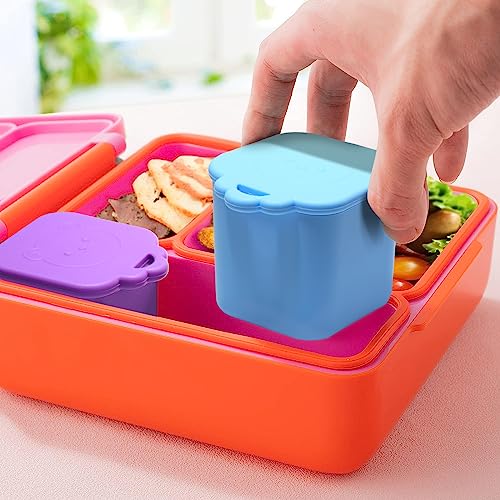 MUUPEG 2PCS Dips Containers Fits Most Bento Lunch Box To Go, Leakproof Salad Dressing Container Fits Lunch Box for Kids, Food Grade Silicone Condiment Container with Lids (Blue & Lime)