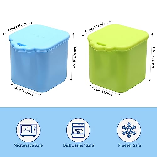 MUUPEG 2PCS Dips Containers Fits Most Bento Lunch Box To Go, Leakproof Salad Dressing Container Fits Lunch Box for Kids, Food Grade Silicone Condiment Container with Lids (Blue & Lime)