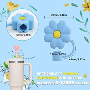 4Pcs Straw Covers Cap, Monkle Stanley Straw Topper Silicone Reusable Dust-Proof Straw Tips 8-10mm for Drinking Straws Plug Straw Caps