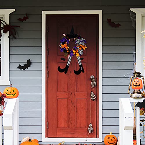 Halloween Wreaths Fall Front Door Wreath, Autumn Wreath for Home Decor Halloween Window Hanging Purple Harvest Hello Sign Props Artificial Farmhouse