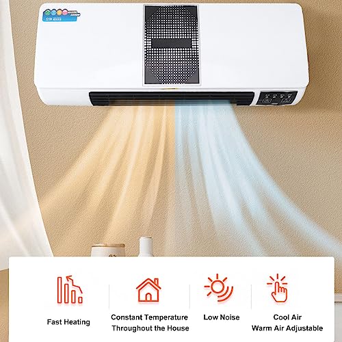 Wall Mount Air Conditioner Fan Portable Air Conditioner Fan Air Conditioner Fan Heater Air Cooler Small Air Conditioner Fan with Remote Control for Office Home Bedroom Living Room, White