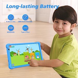 Kids Tablet, 10 Inch Tablet for Kids 7GB(4+3 Expand) RAM+64GB/1TB ROM Android 13 Tablet for Toddler with Case, WiFi, Bluetooth, Dual Camera, Parental Control, Google Play Store Pre Installed (Blue)