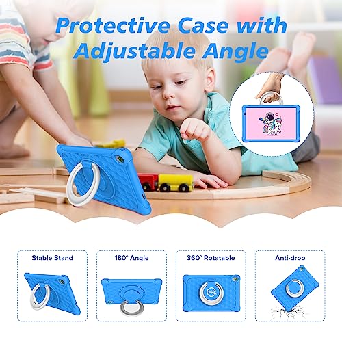 Kids Tablet, 10 Inch Tablet for Kids 7GB(4+3 Expand) RAM+64GB/1TB ROM Android 13 Tablet for Toddler with Case, WiFi, Bluetooth, Dual Camera, Parental Control, Google Play Store Pre Installed (Blue)