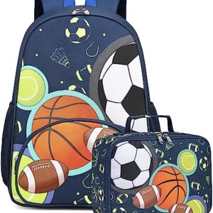 Backpack for Kids Boys Girls Preschool Kindergarten Bookbag Set with Lunch Box Soccer Toddler School Bag