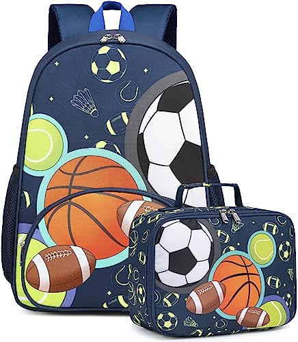 Backpack for Kids Boys Girls Preschool Kindergarten Bookbag Set with Lunch Box Soccer Toddler School Bag