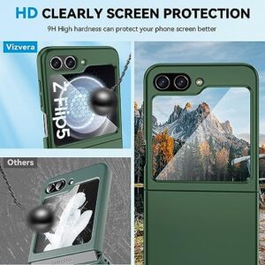 Vizvera for Samsung Galaxy Z Flip 5 Case with Screen Protection, Flip z 5 Slim HD Clearly Case Anti-Scratch Shockproof Phone Case for Galaxy Z Flip 5 (2023)-Green