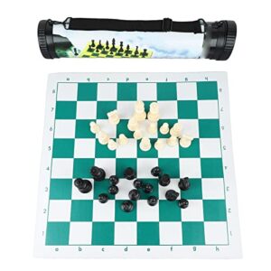 treetdobv tournament travel chess sets roll up, chess set toy barrel portable chess board game sets puzzle portable travel interactive toys for beginner kids adults,green