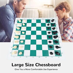 TREETDOBV Tournament Travel Chess Sets Roll Up, Chess Set Toy Barrel Portable Chess Board Game Sets Puzzle Portable Travel Interactive Toys for Beginner Kids Adults,Green