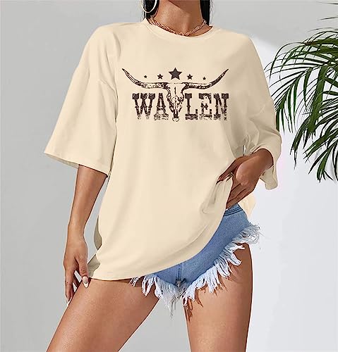 Cow Skull Shirts for Women Western Graphic T Shirts Oversized Country Music Shirt Rodeo Cowboy Graphic Tee