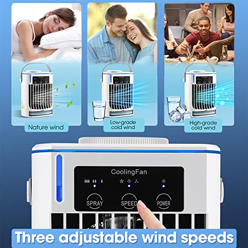 Portable Room Air Conditioners - 3 in 1 Personal Evaporative Air Cooler,3 Speeds Personal Small Air Conditioner,Portable AC Mini Air Conditioner Cooling Fan for Room Bedroom Office Desk Car Tent