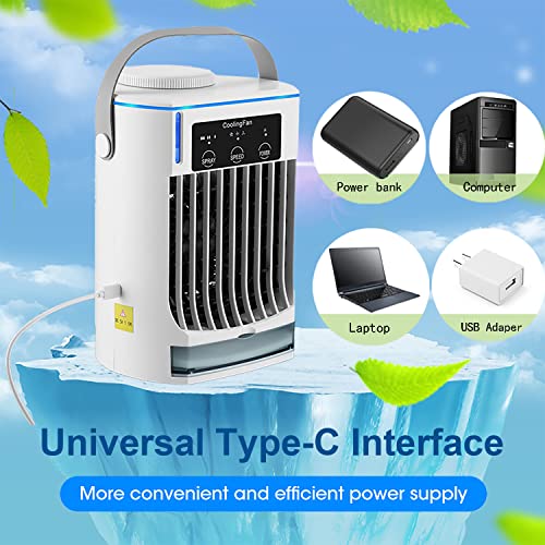 Portable Room Air Conditioners - 3 in 1 Personal Evaporative Air Cooler,3 Speeds Personal Small Air Conditioner,Portable AC Mini Air Conditioner Cooling Fan for Room Bedroom Office Desk Car Tent