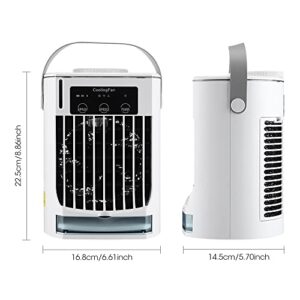 Portable Room Air Conditioners - 3 in 1 Personal Evaporative Air Cooler,3 Speeds Personal Small Air Conditioner,Portable AC Mini Air Conditioner Cooling Fan for Room Bedroom Office Desk Car Tent