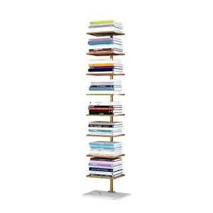 KWOKING Modern Open Back Bookshelf Vertical Shelf Bookcase Nordic Invisible Bookshelf Shelf Floor Wall Bedroom Suspension Simple Bookcase Small Apartment Bookshelf Gold 13.8" L x 9.8" W x 59" H