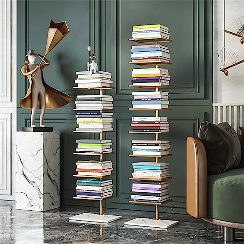 KWOKING Modern Open Back Bookshelf Vertical Shelf Bookcase Nordic Invisible Bookshelf Shelf Floor Wall Bedroom Suspension Simple Bookcase Small Apartment Bookshelf Gold 13.8" L x 9.8" W x 59" H