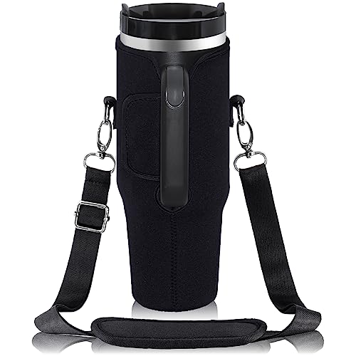 OriJoy Cup Holder Pouch Protector Sleeve Bag for Stanley Quencher H2.0 & Adventure 40 oz Tumbler with Handle, Neoprene Carrier with Strap