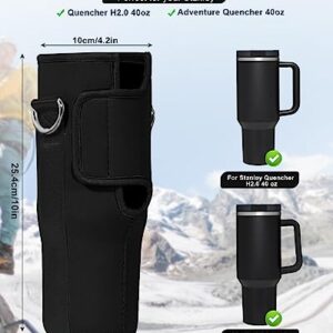 OriJoy Cup Holder Pouch Protector Sleeve Bag for Stanley Quencher H2.0 & Adventure 40 oz Tumbler with Handle, Neoprene Carrier with Strap