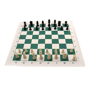 Portable Chess Checkers Set,Professional Tournament Chess Board with Chess Checkers,2 in 1 Travel Board Games for Kids and Adults, Folding Roll up Chess Game Sets