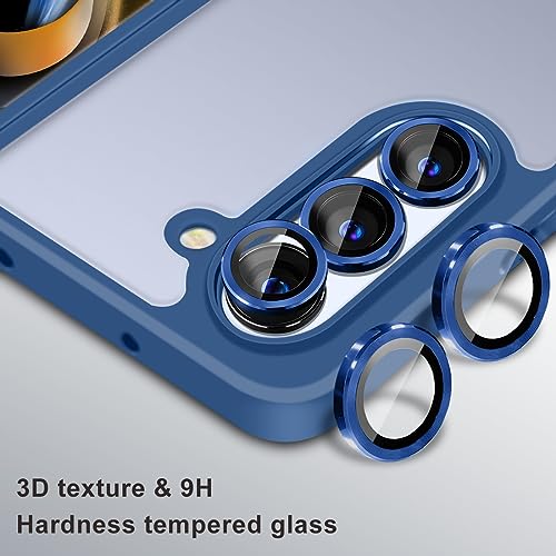 MALEWOLF Compatible with Samsung Galaxy Z Fold 5 Case [Camera Lens Protector] [Hinge Connector], Matte Translucent Slim Shockproof Silkly PC & TPU Phone Cover for Samsung Z Fold 5 Women Men (Blue)