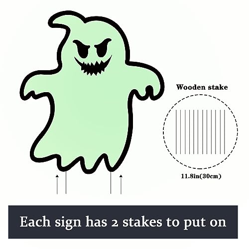 Halloween Decorations Outdoor Yard Signs, 6 PCS Glow in the Dark Fluorescence Halloween Scary Ghost Yard Signs with Stakes，Scary Silhouette Halloween Decorations for Outdoor Lawn Garden