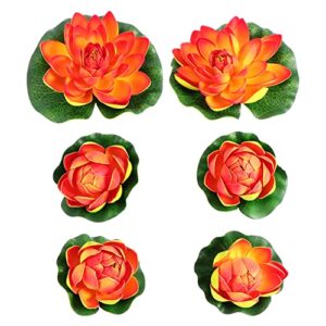 homsfou lotus flower artificial floating s 6pcs water lily pond plants decorations realistic water lily pads for home garden pool patio aquarium ornament pool lilly pad