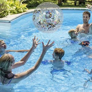 Kanoyavv Transparent PVC Inflatable Beach Ball Elastic Beach Ball Confetti Ball Pool Beach Outdoor Toys, Toddler Beach Pool Inflatable Toys Water Park Toddler Bath Tub