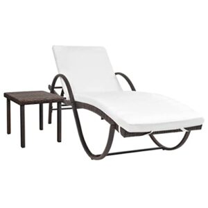 slgsdmj patio chaise lounge,outdoor lounge chair,beach pool sunbathing lawn recliner chiar,outside tanning chairs with arm for all weather,sun lounger with cushion & table poly rattan brown