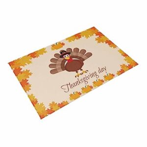 Outdoor Area Rug for Patio,Thanksgiving Day Turkey Fall Maple Camping Rugs Indoor Large Floor Mat 4x6ft,Autumn Orange Pumpkin Fallen Leaves Outside Carpet for Deck RV Picnic Porch Backyard Bedroom