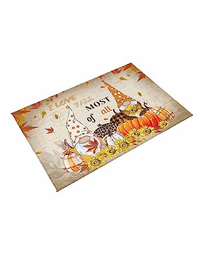 Outdoor Area Rug for Patio,Thanksgiving Fall Gnome Pumpkin Sunflowers Camping Rugs Indoor Large Floor Mat 4x6ft,Autumn Maple Retro Letters Outside Carpet for Deck RV Picnic Porch Backyard Bedroom