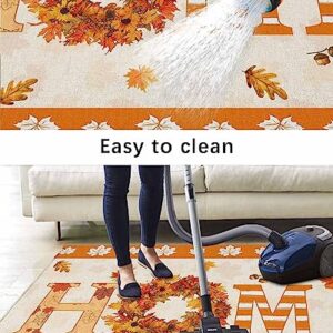 Outdoor Area Rug for Patio,Fall Thanksgiving Home Quotes Maple Leaf Camping Rugs Indoor Large Floor Mat 4x6ft,Sunflower Wreath Linen Outside Carpet for Deck RV Picnic Porch Backyard Bedroom