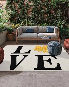 outdoor area rug for patio,thanksgiving orange fall maple leaf plaid camping rugs indoor large floor mat 4x6ft,farm love quote line outside carpet for deck rv picnic porch backyard bedroom