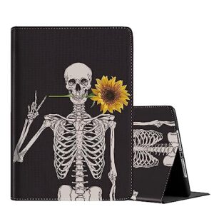 case for ipad pro 11 inch 4th/3rd/2nd/1st generation 2022/2021/2020/2018, multi-angle smart stand cover auto sleep/wake fit ipad air 4/5，yellow sunflower skull
