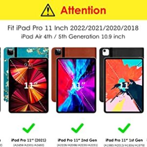 Case for iPad Pro 11 Inch 4th/3rd/2nd/1st Generation 2022/2021/2020/2018, Multi-Angle Smart Stand Cover Auto Sleep/Wake Fit iPad Air 4/5，Color Flame Soccer