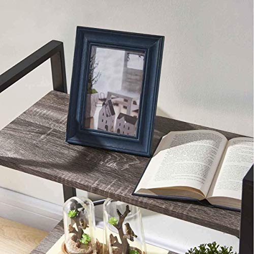 BON AUGURE Small Bookshelf for Small Space, 4-Tier Ladder Bookshelf, Wood and Metal Bookcase for Living Room, Bedroom and Office (Dark Gray Oak)