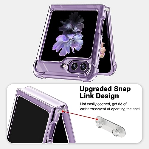 DREOLA Compatible for Samsung Galaxy Z Flip 5 Case, Galaxy Z Flip 5 Clear Phone Case Cover with Four Corners Airbag Fall Prevention, Slim Thin Shockproof Protective Case for Samsung Z Flip 5 (Purple)