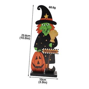 Halloween Adornment Halloween Witch Pumpkin Ornament Wooden Signs Wooden Decor Artificiales para Wrapped Hanging Ornament Halloween Tabletop Ornament Halloween Wooden Craft Autumn