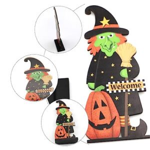 Halloween Adornment Halloween Witch Pumpkin Ornament Wooden Signs Wooden Decor Artificiales para Wrapped Hanging Ornament Halloween Tabletop Ornament Halloween Wooden Craft Autumn